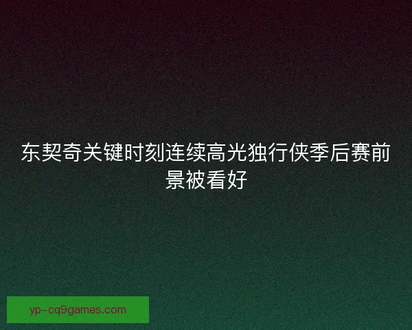 东契奇关键时刻连续高光独行侠季后赛前景被看好